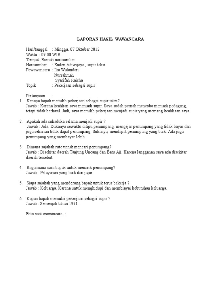 Laporan Hasil Wawancara Doc