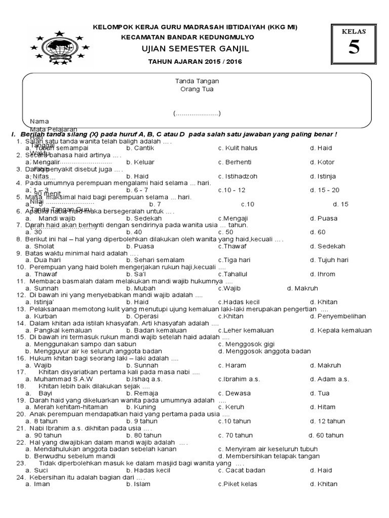 5a Soal Fiqih Kelas 5 Pdf