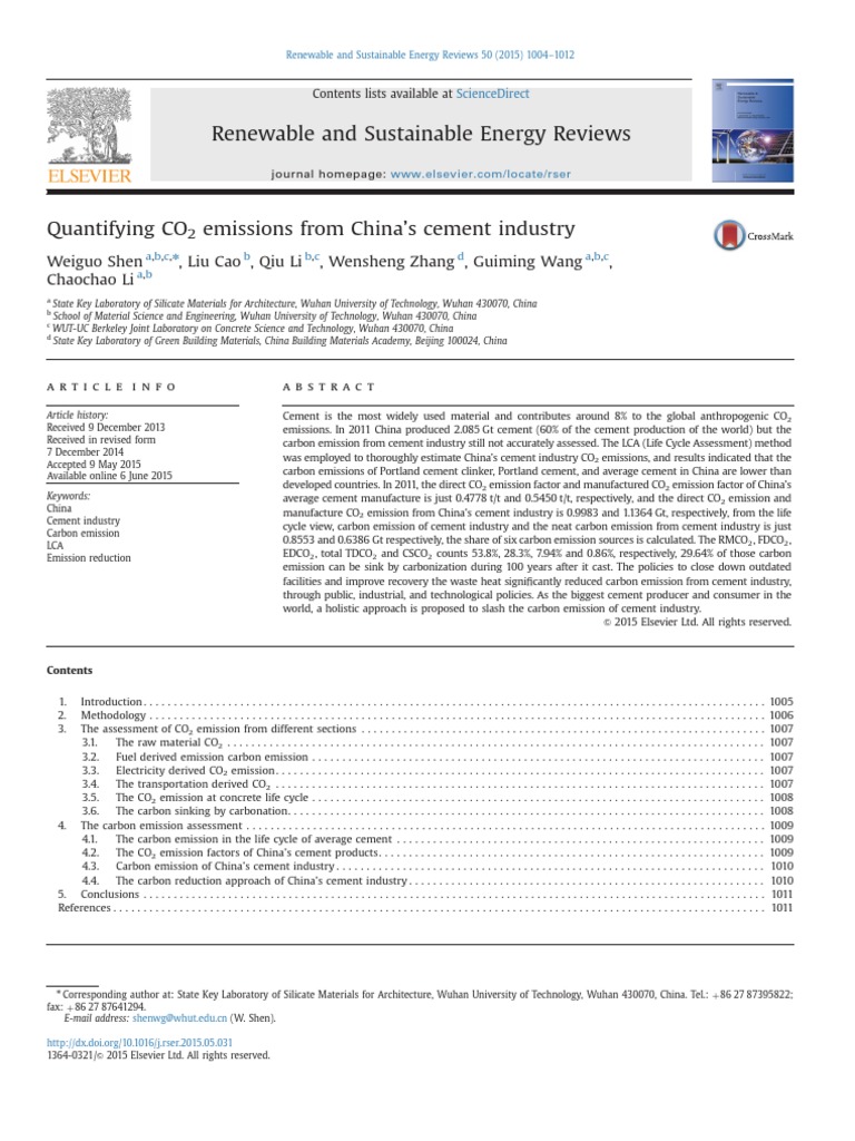 CO2 Emissions in China's Cement Industry | PDF | Cement | Concrete