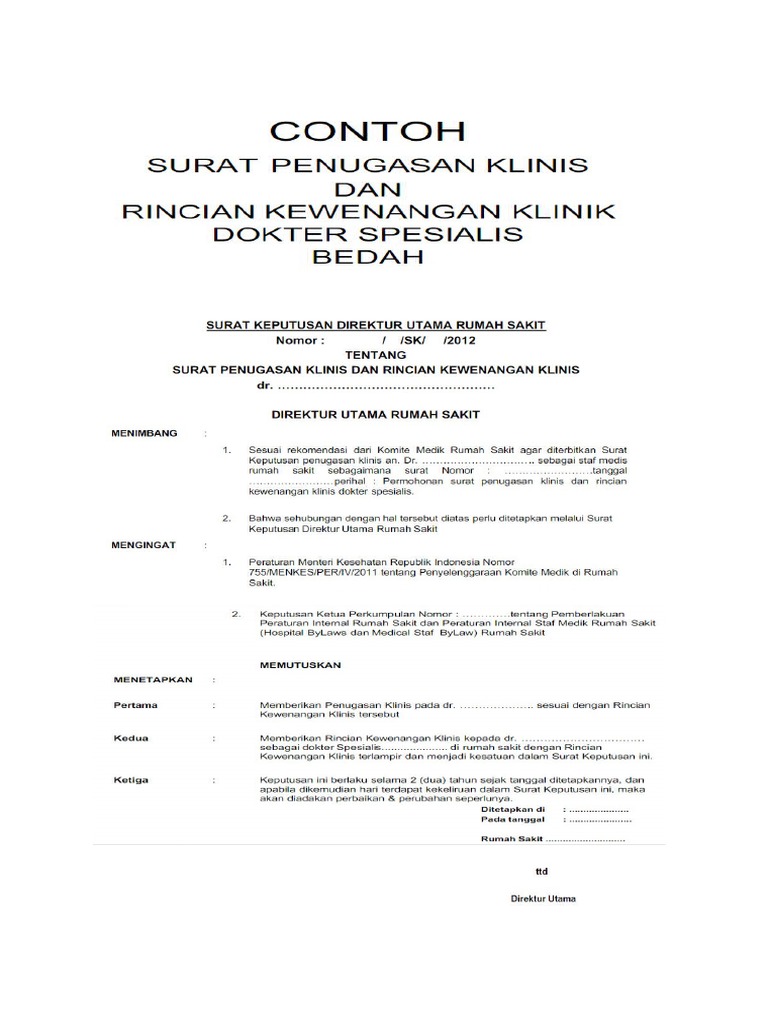 Contoh Surat Keputusan In English