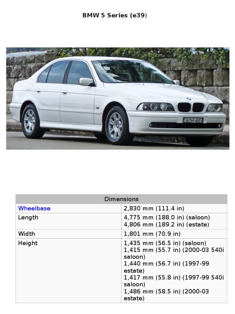 BMW E39, Évolutions et caractéristiques