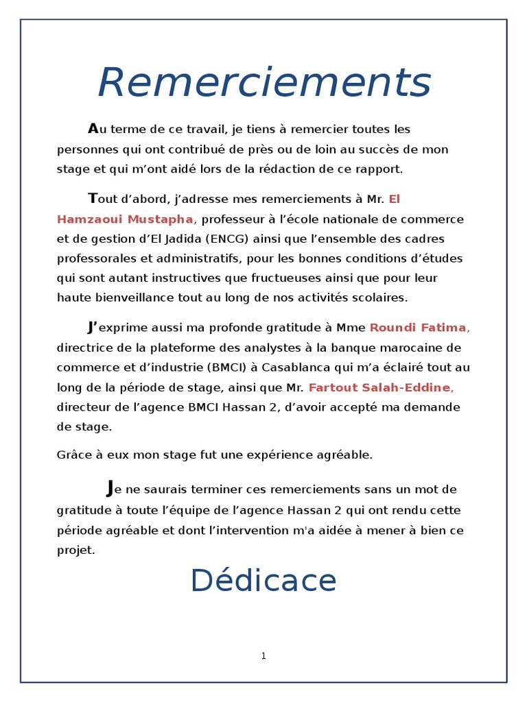 Rapport De Stage Bmci Lettre De Credit Banques