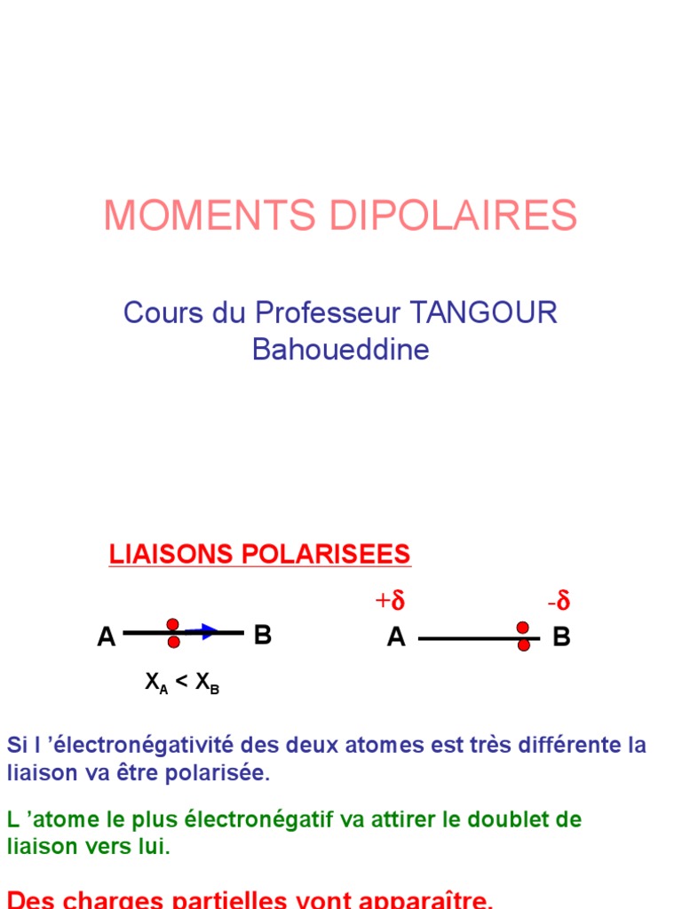 Comprendre le moment dipolaire PDF Liaison chimique Polarité (chimie) — free download