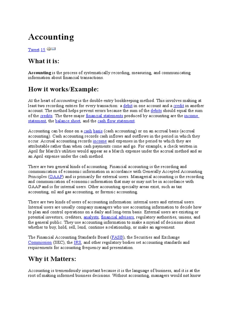 Accounting: What It Is | PDF | Finance & Money Management