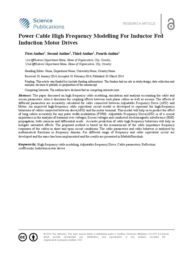 Power Cable High Freq Model | PDF | Electrical Impedance ...
