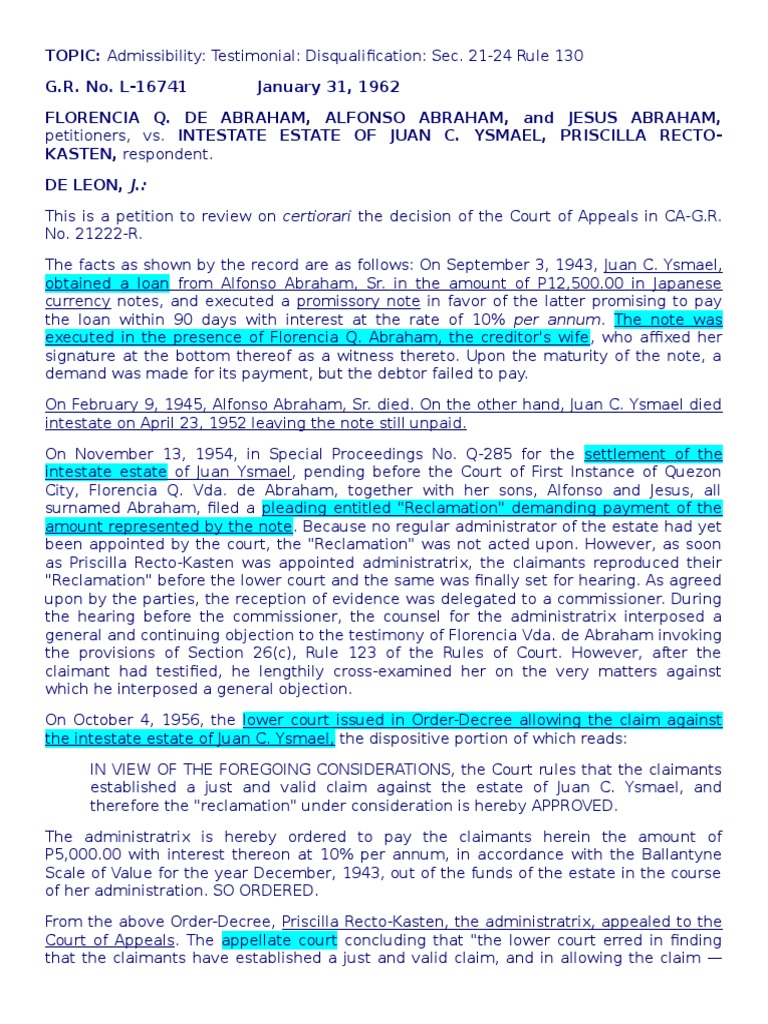 Abraham Vs RectoKasten PDF Laches (Equity) Common Law