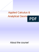 Applied Calculus & Analytical Geometry Course Overview