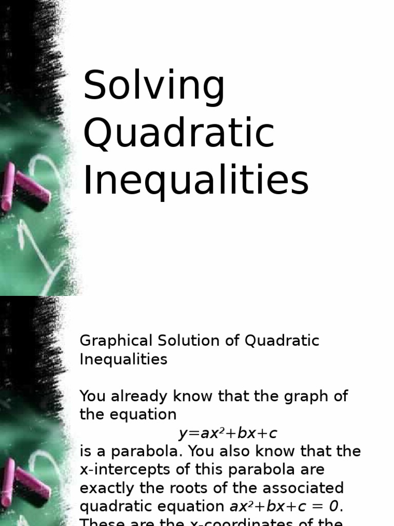 Graphical Solutions for Quadratic Inequalities | PDF | Quadratic ...