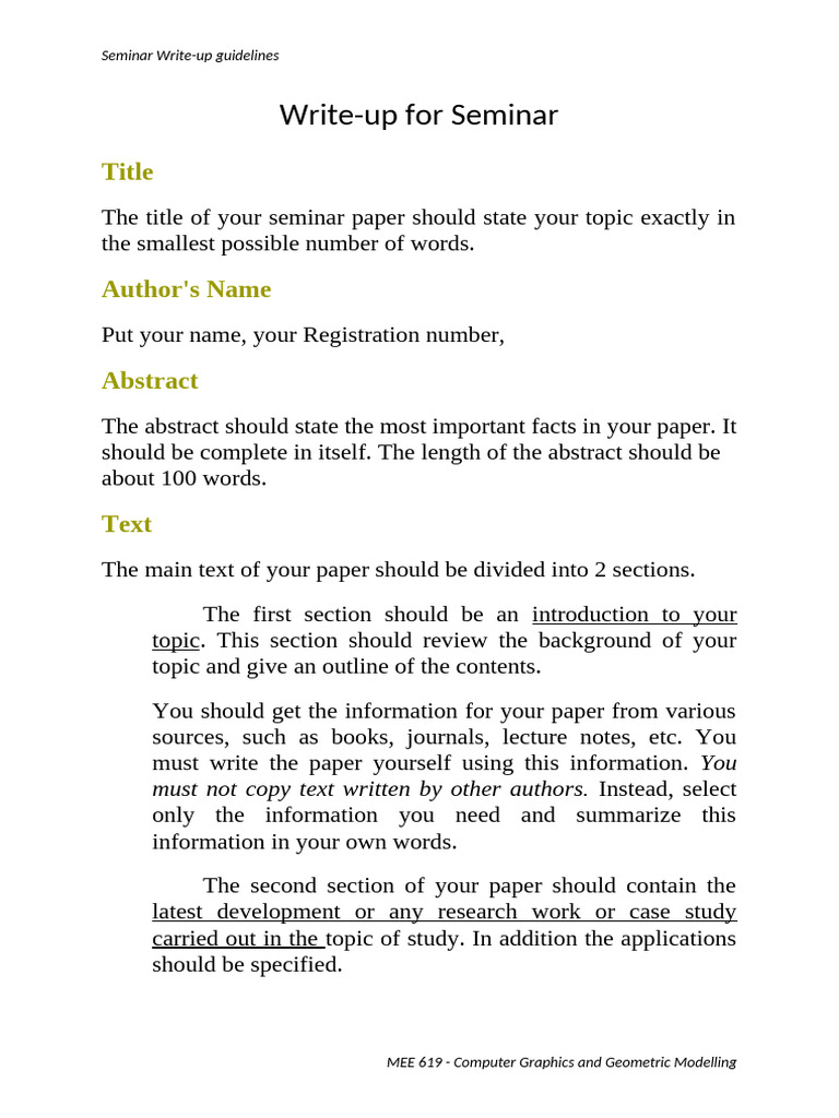 Write-Up For Seminar: Title | PDF | Computers