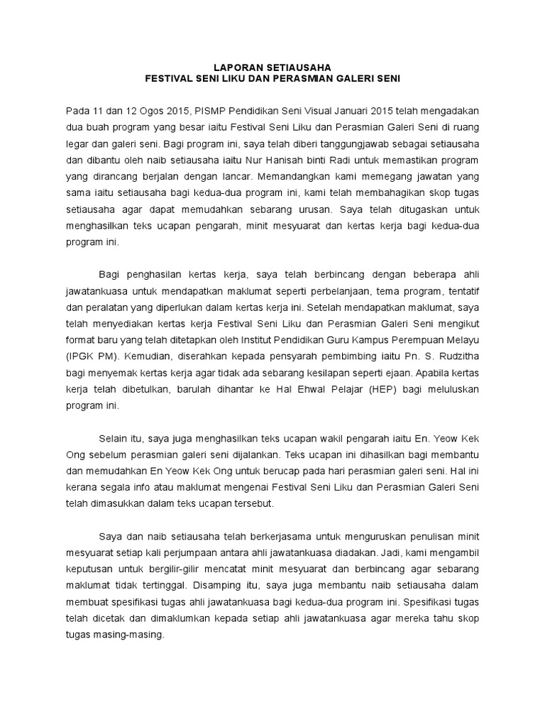 Laporan Setiausaha Pdf