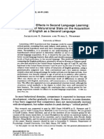 Critical Period Effects in Second Language Learning: The Influence of Maturational State On The Acquisition of English As A Second Language by J. S. Johnson and E. L. Newport