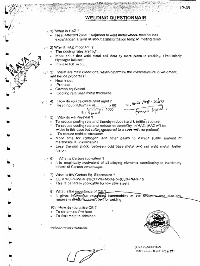 Welding Questionnair