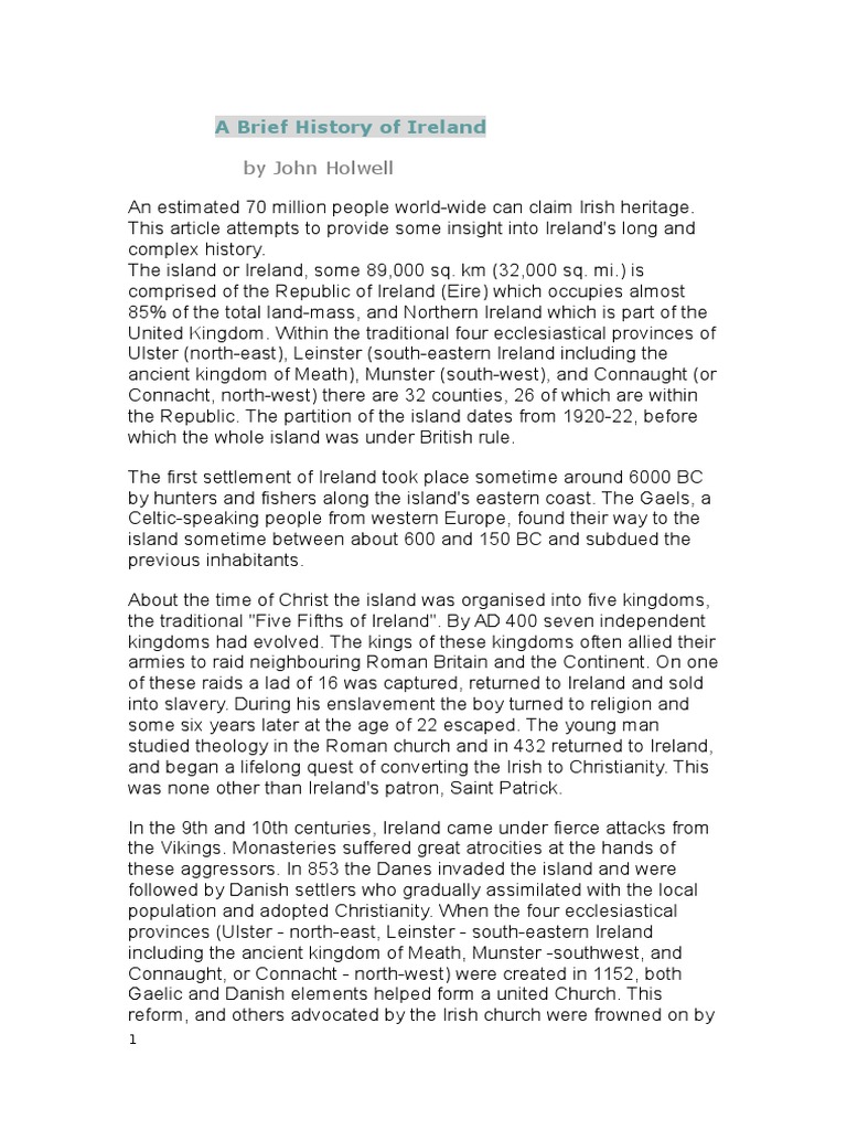A Brief History Of Ireland Pdf Ireland Republic Of Ireland