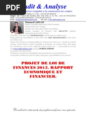 Projet de Loi de Finances 2015 Rapport Economique Et Financier