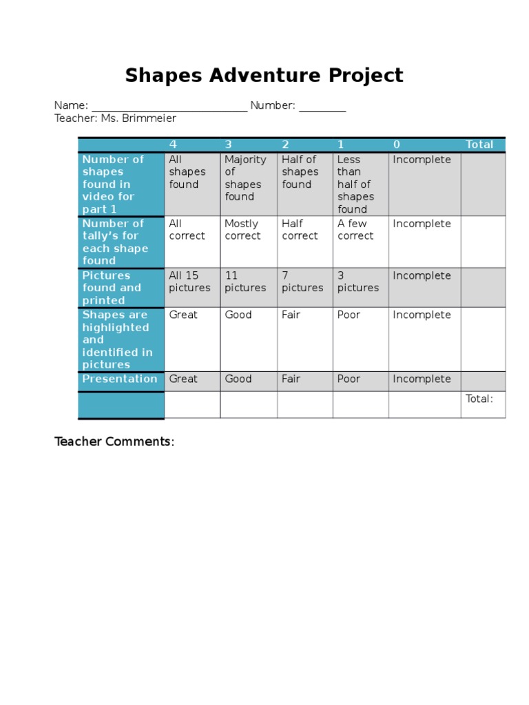 Shapes Adventure Project Assessment | PDF