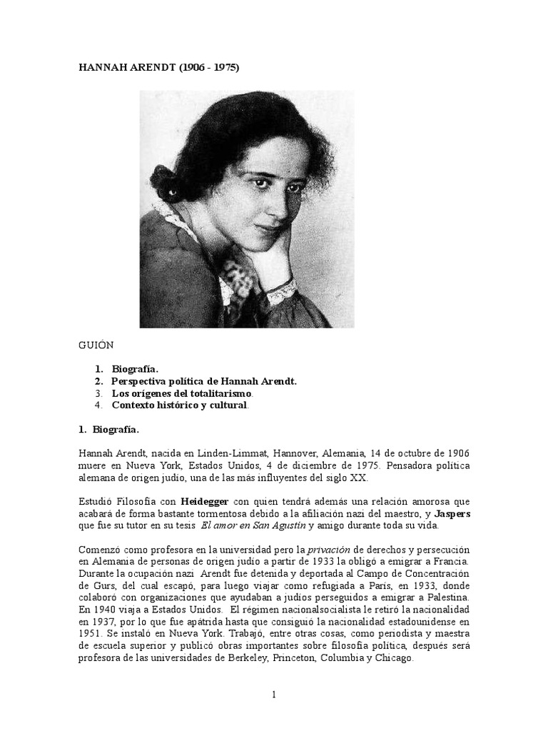 Hannah Arendt Le Origini Del Totalitarismo Riassunto
