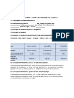 Preguntas para La Evaluacion Final de Quimica