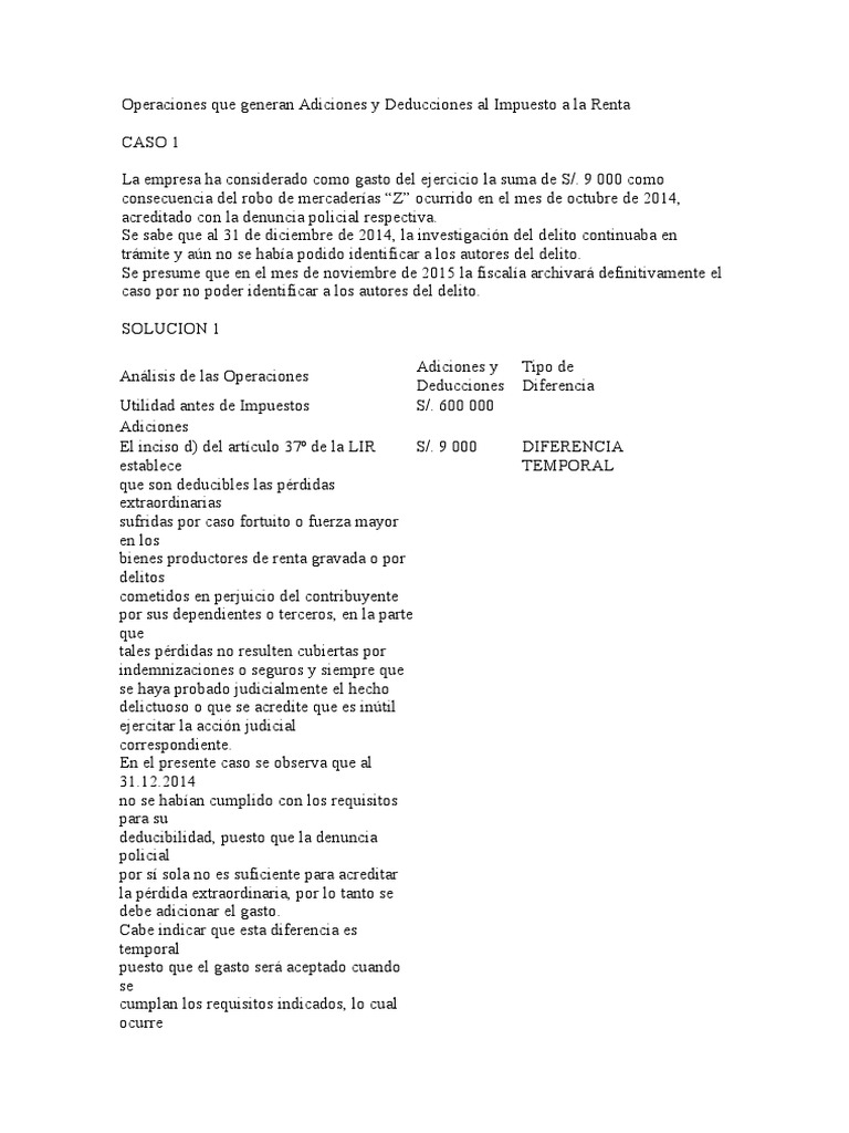 Adiciones y Deducciones en Impuestos | PDF | Impuesto sobre la renta ...