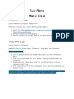 Sub Plans Music Class: 3 and 4 5 Grade
