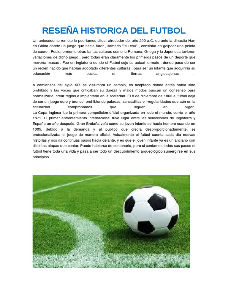 Reseña Historica Del Futbol | Asociación de Futbol | Deportes