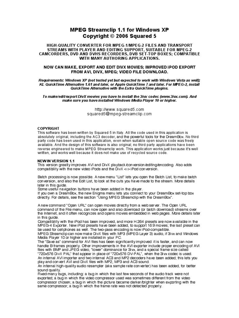 MPEG Streamclip Guide PDF Codec Data Compression