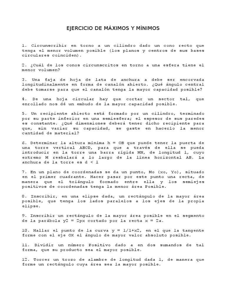 Maximos y Minimos | PDF | Rectángulo | Triángulo