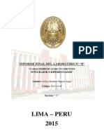 Lima - Peru 2015: Informe Final Del Laboratiro #"8"