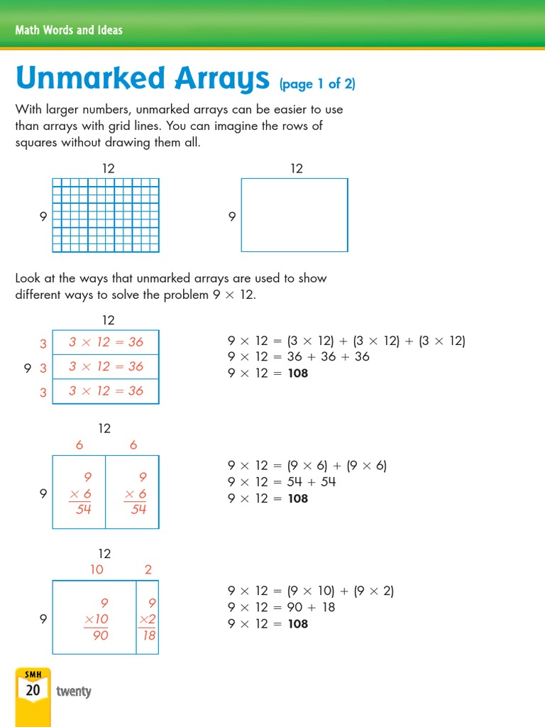 Unmarked Array Multiplication Methods | PDF | Teaching Mathematics
