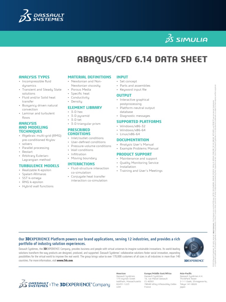 Simulia Abaqus CFD Datasheet | PDF | Continuum Mechanics | Computing