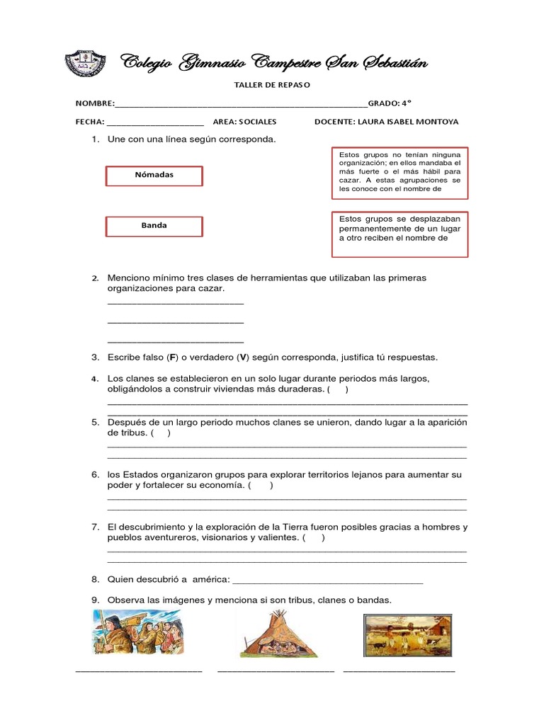 Taller de Repaso Sociales 4° | PDF