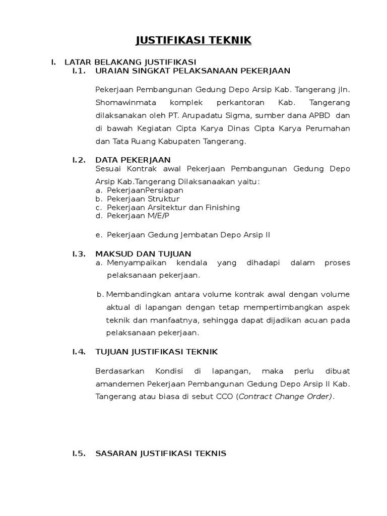 Justifikasi Teknis Adalah