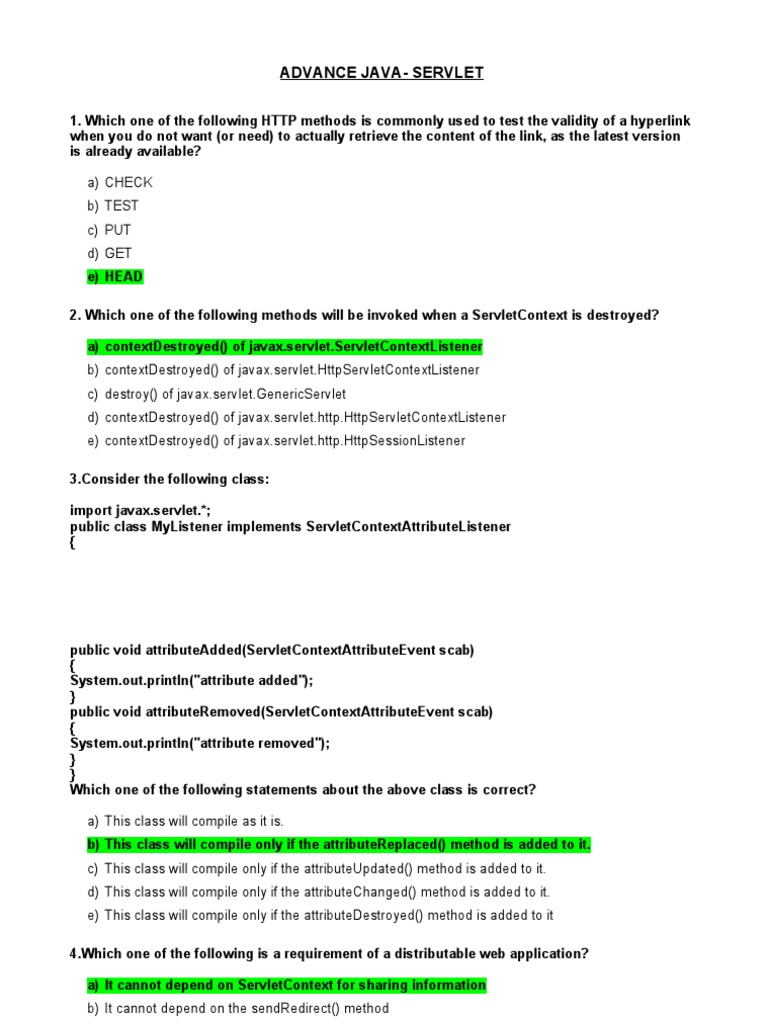 Smaple Questions Advance Java Servlets Java Servlet Software Development