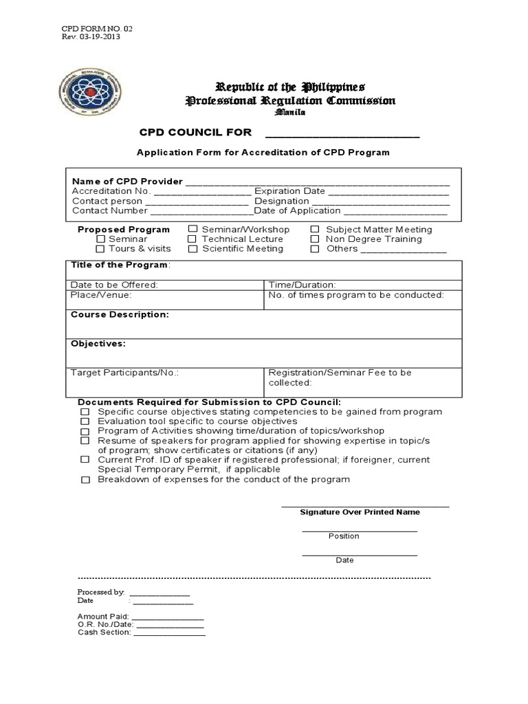 CPD Program Accreditation Application Form | PDF