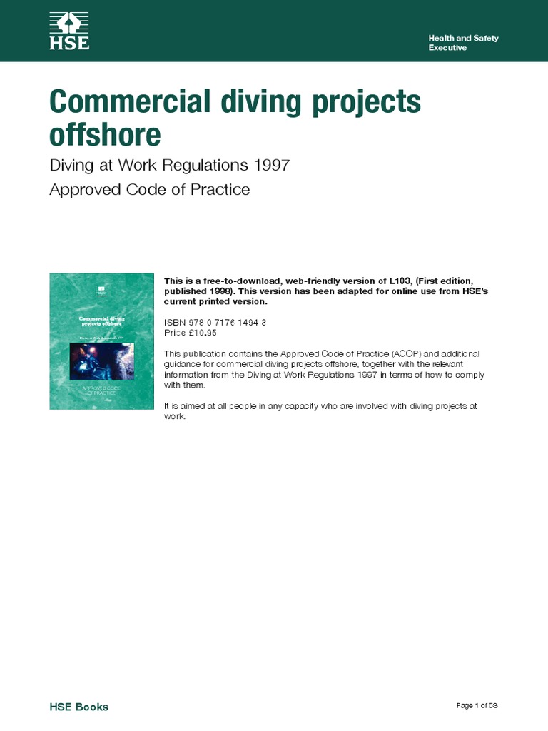 L103 Acop Commercial Diving Offshore Underwater Diving - 