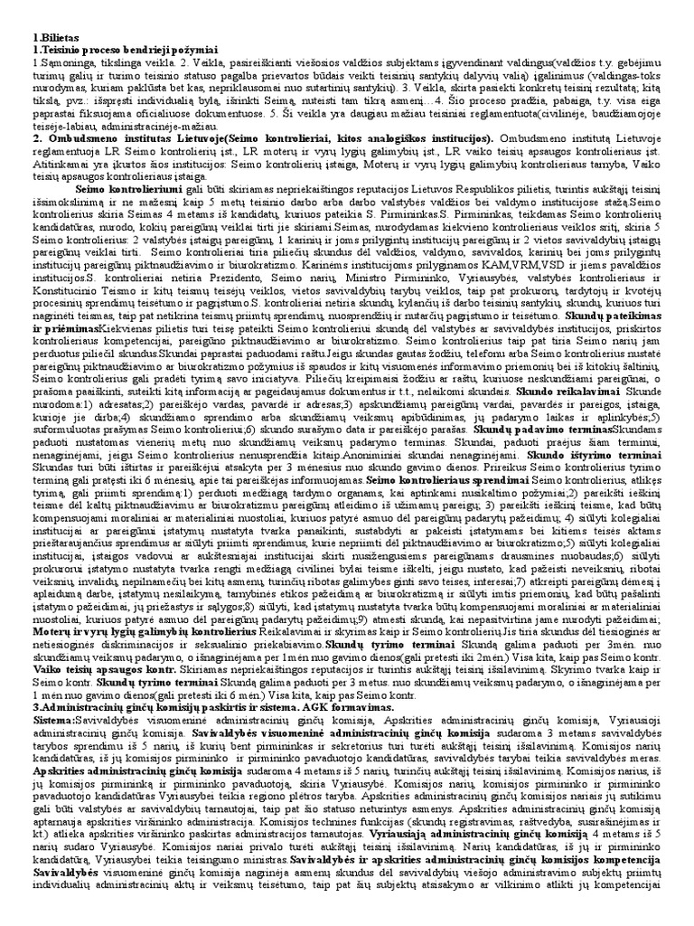 Administracines Teises Procesas Konspektas | PDF