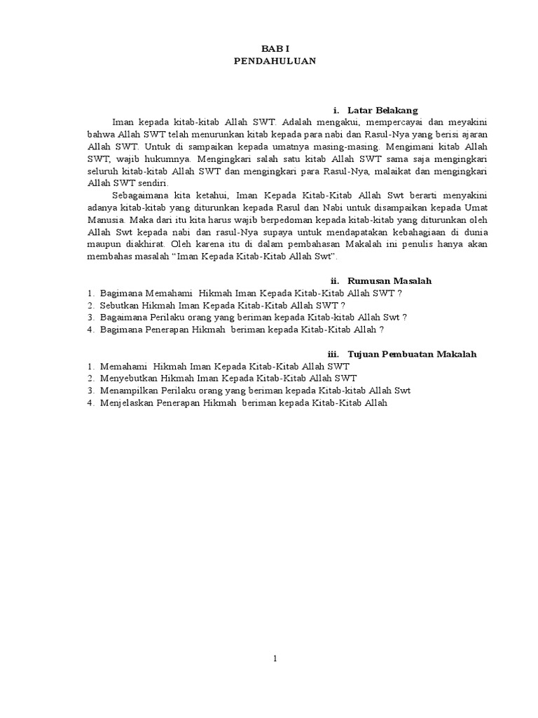 Makalah Iman Kepada Kitab Allah