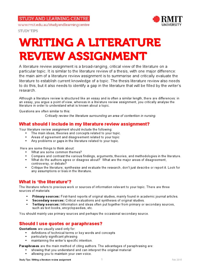 Writing A Literature Review Assignment PDF Essays Psychological
