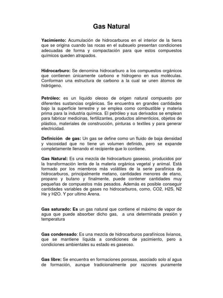 Composición y características del gas natural | PDF | Gas natural ...