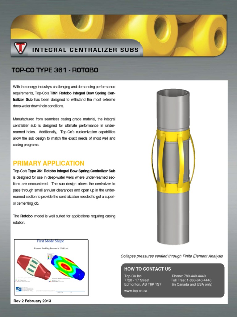 Top-Co Rotobo Integral Bow Spring Centralizer Sub | PDF | Casing ...