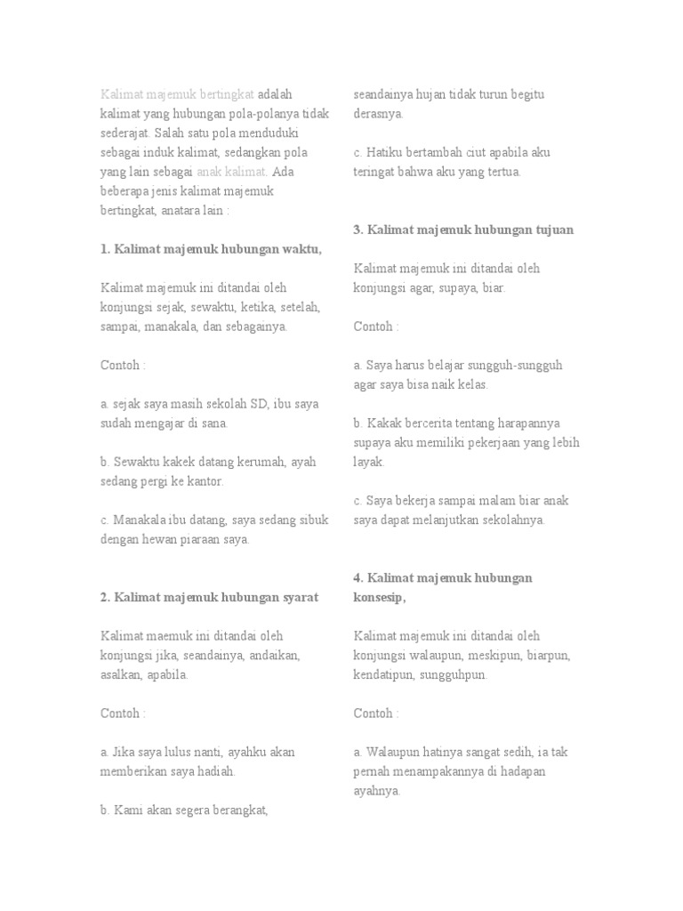 Kalimat Majemuk Bertingkat 1 Kalimat Majemuk Hubungan Waktu 3 Kalimat Majemuk Hubungan Tujuan
