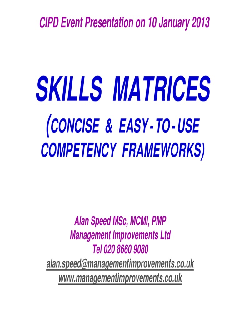 Competency Frameworks and Skills Matrices | PDF | Competence (Human ...