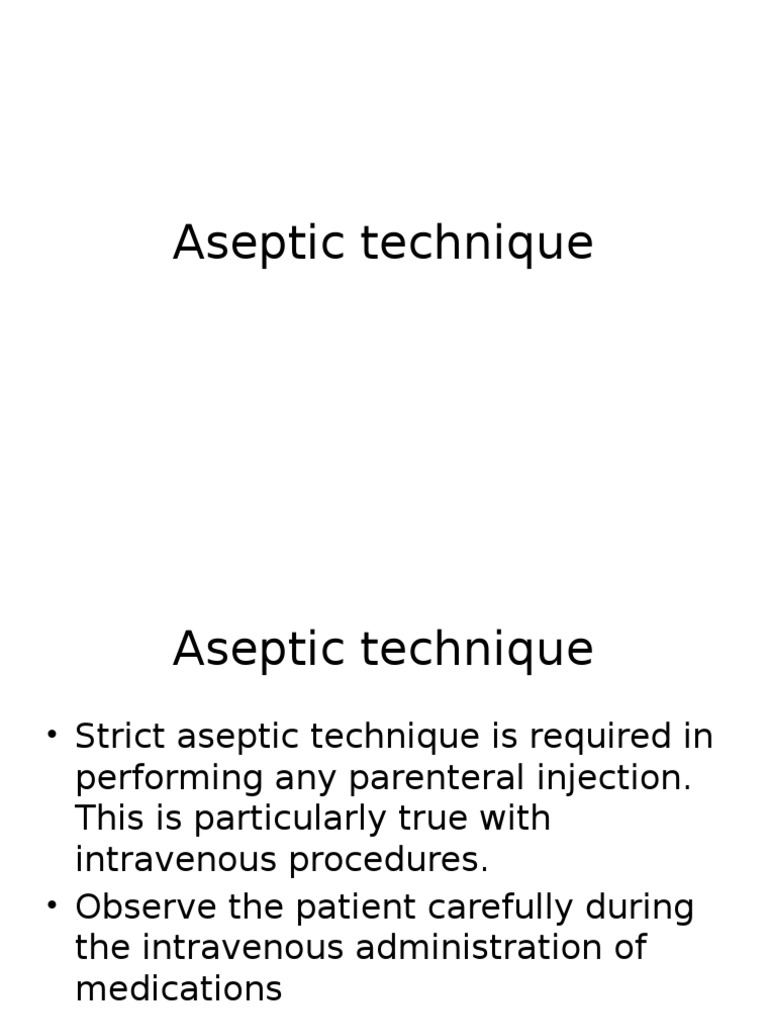 Aseptic Technique PDF Drugs Health Sciences