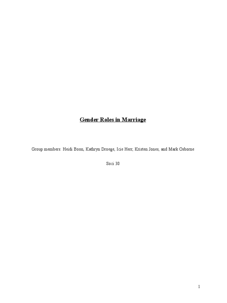 Gender Roles in Modern Marriage | PDF | Gender Role | Christian Views ...