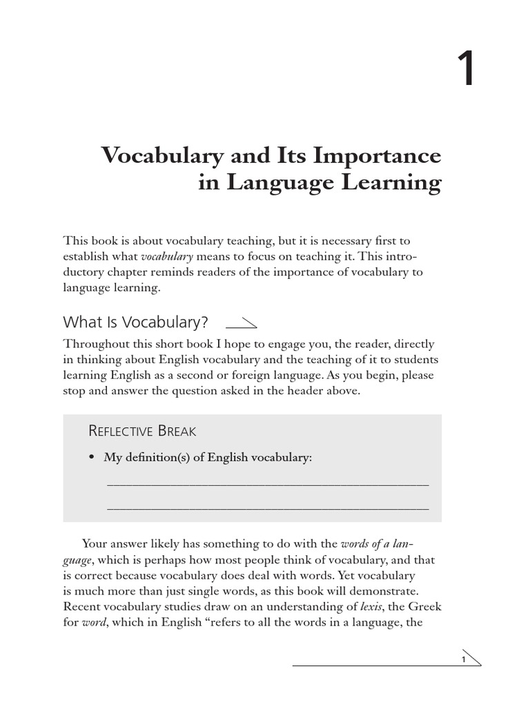 Importance of Vocabulary in Language Learning | PDF