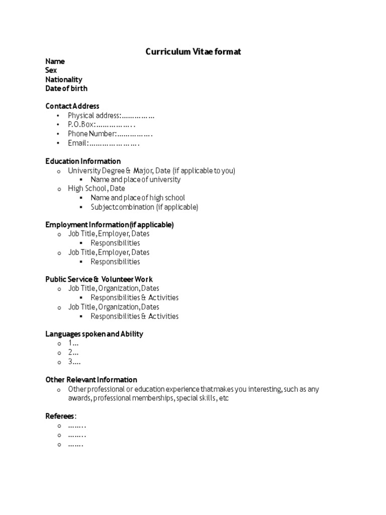CV Template DPM | PDF