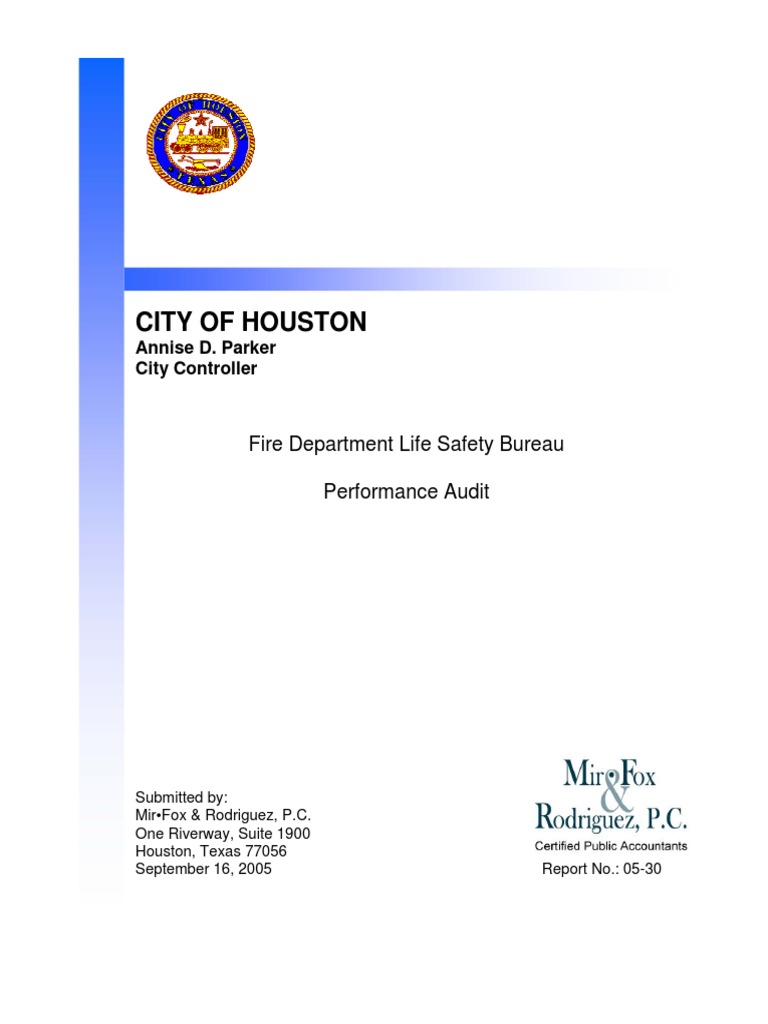 FireLife Safety Bureau Performance Audit PDF Internal Control