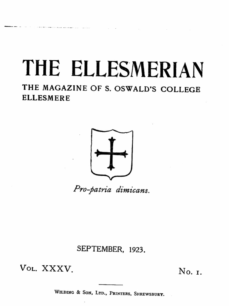 Ellesmerian Magazine: September 1923 | PDF | Flanking Maneuver