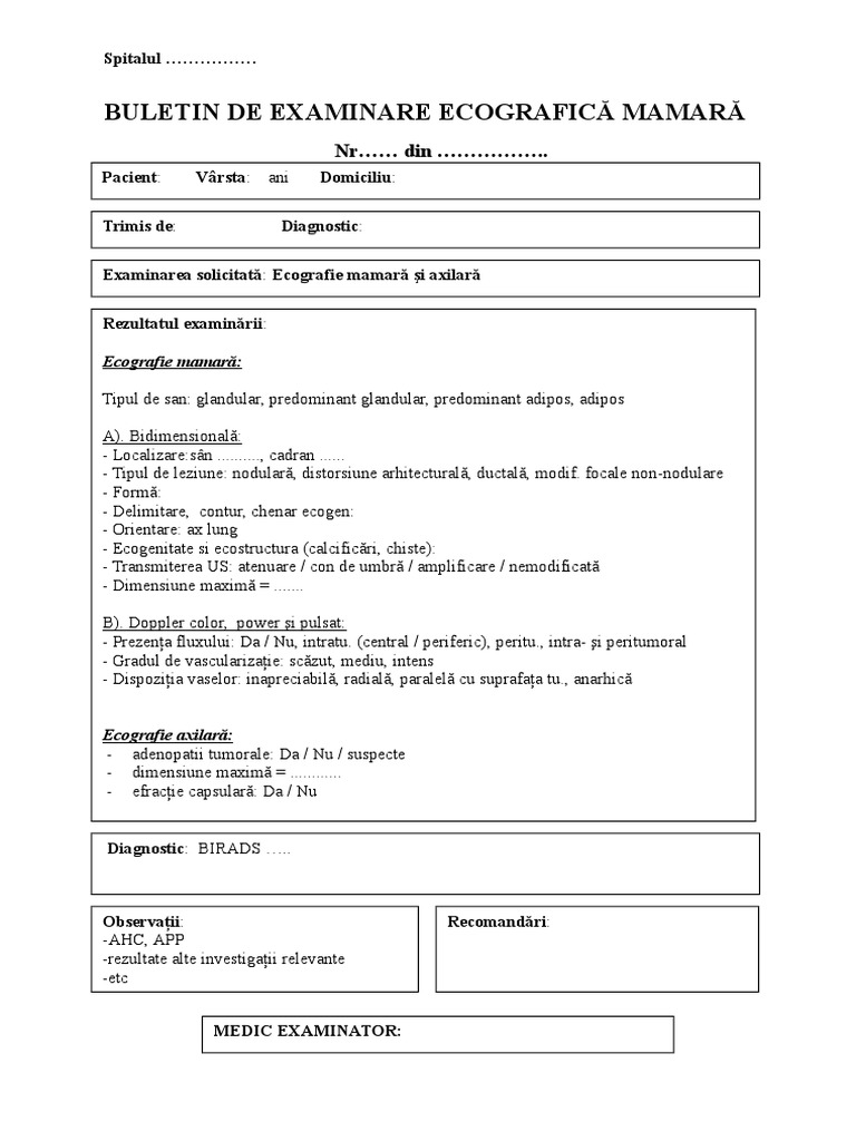 Buletin de Rezultat Ecografic PDF