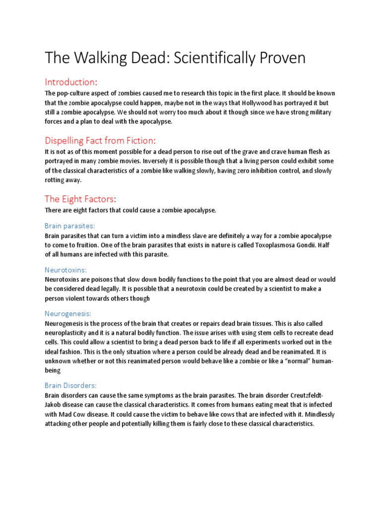 Zombie Apocalypse: Scientific Insights | PDF | Zombies | Rabies