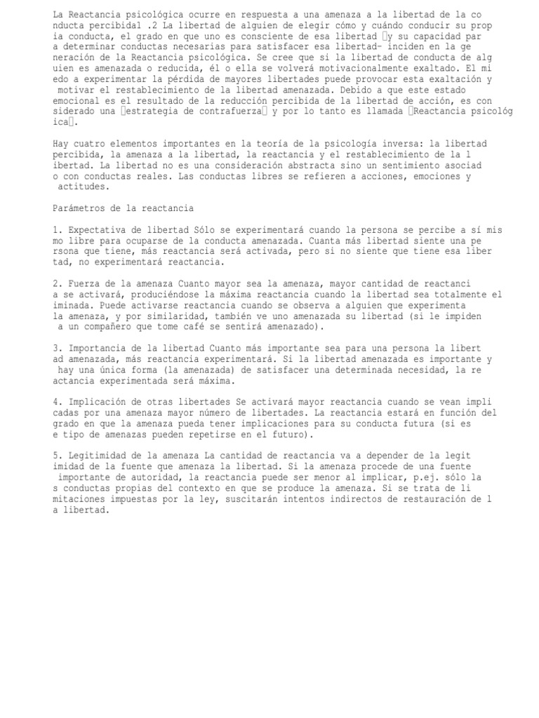 Psicologia- Reactancia  Teorías científicas  Cognición Psicologia- Reactancia  Teorías científicas  Cognición
